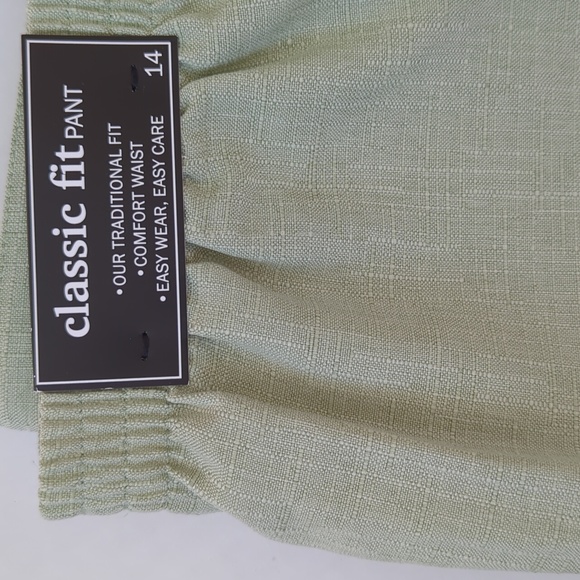 NWT Alfred Dunner Classic Fit Comfort Waist Pant 14 Proportioned Short Sage - Picture 9 of 16